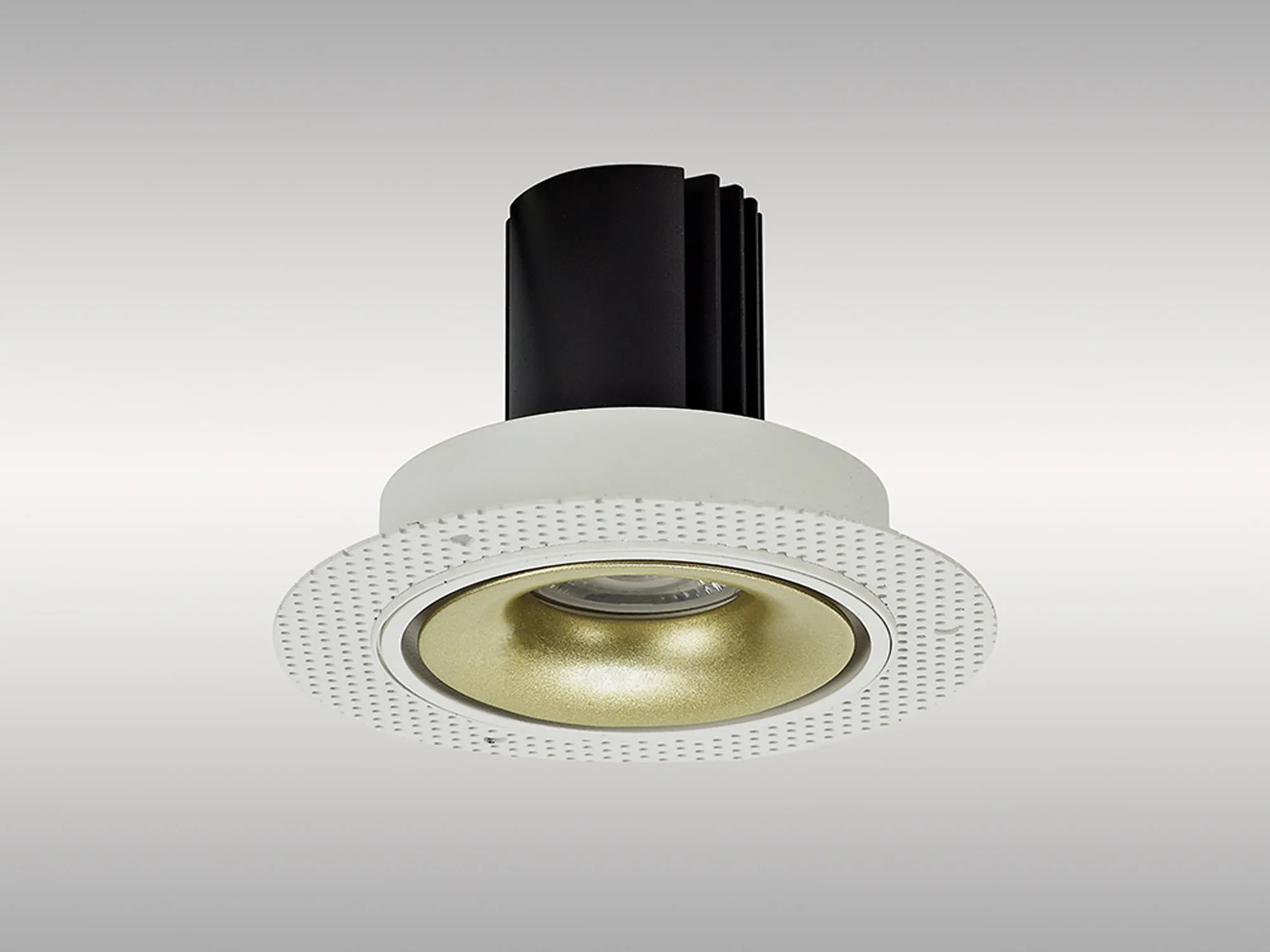 DM202181  Bolor T 12 Tridonic Powered 12W 2700K 1200lm 24° CRI>90 LED Engine White/Gold Trimless Fixed Recessed Spotlight, IP20